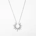 Minimalist stainless steel sunburst pendant necklace featuring an elegant silver finish - Hollow Sun Style (DP1982) / Silver