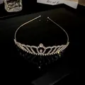 Elegant silver crown headband with sparkling white crystals for bridal and party wear - Silver Style 1 (31#)