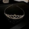 Golden heart tiara headband with sparkling diamonds for women wedding party fashion - Silver Style 2 (32#)