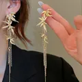Exquisite elegante goldene Blatt-Quastenohrringe mit langen zarten Perlenketten für Damen - Vintage Blatt Quaste Stil (29#)