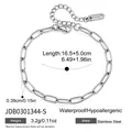 Minimalist stainless steel oval link chain bracelet with 16.5+5.0cm adjustable length - Minimalist Oval Link Bracelet (JDB0301344-S)