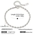 Detailed view of minimalist stainless steel oval bead bracelet with measurements - Minimalist Oval Bead Bracelet (JDB0303324-S) / 16.5+5.0cm / Silver