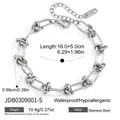 Bracelet minimaliste en acier inoxydable argenté avec maillons ovales et nœuds - Bracelet à Structure Composite (JDB0309001-S)