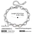 Minimalist stainless steel oval link bracelet featuring waterproof and hypoallergenic design - Oval Link Bracelet (JDB0309004-S) / 16.5+5.0cm / Silver