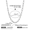 Detailed specification view of silver stainless steel paperclip chain necklace for women - Paperclip Link Necklace (JDN0302005-S)