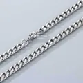 Collier classique en acier inoxydable poli argenté avec maille gourmette cubaine - Fermoir Mousqueton(6mm)
