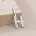 Elegant stainless steel H letter necklace pendant with white mother of pearl inlay shell - Letter H / Silver