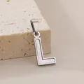 Elegant silver titanium steel letter L pendant featuring a white mother of pearl inlay - L / Silver
