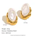 Boucles d'oreilles puces en acier inoxydable doré 18K avec perles baroques et tailles - Boucles d'Oreilles (E8245_Gold)