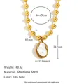 Collier en acier inoxydable plaqué or 18 carats avec pendentif perle baroque blanche - Collier (N3573_Gold)