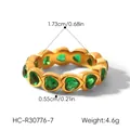 Detailed view of a gold heart-shaped green zircon ring with size and weight info. - Size 7 / Heart Cut Style (HC-R30776-7)