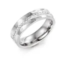 Elegante anello in acciaio inossidabile argento martellato con intarsio di cristalli - n.10 / Stile da Uomo Acciaio (KR35832-K)