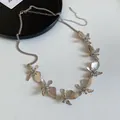 Detailed view of a vintage silver metal floral necklace and waist chain accessory for women - Necklace/Waist Chain Dual-use / Silver