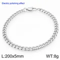 Silbernes Titanstahl-Panzerarmband, 200x5mm, hochglanzpoliert für Damen und Herren - Rund Polierter Stil (KB207772-Z) / 200x5mm
