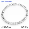Hochglanzpoliertes Panzerarmband aus Edelstahl, 200 mm Länge, 6 mm Breite, 11 g Gewicht. - Rund Polierter Stil (KB207774-Z) / 200x6mm