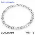 Silbernes Panzerarmband aus Titanstahl mit 200x6mm Größe und Karabinerverschluss - Rund Polierter Stil (KB207775-Z) / 200x6mm
