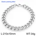 Hochglanzpoliertes Silber-Edelstahl-Kubankette-Armband, Größe 210x10mm, Gewicht 34g - Rund Polierter Stil (KB207781-Z)