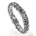 Bracciale gotico da uomo in acciaio inossidabile vintage con totem faraone - Stile Croce Egiziana Vintage (KB154968-KJX) / argento invecchiato