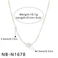 Detaillierte Maße und Spezifikationen für eine Perlenkette mit weißem Muschelanhänger - 18K-Gold / Unregelmäßiger Naturstein-Stil (NB-N1678)