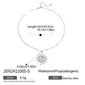 Collana in acciaio inossidabile argento con ciondolo a sole martellato e catena a sfere - Stile Sole a Spirale Argentato (JDN2411005-S)