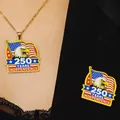 Detailed view of the 250th US Independence Day eagle pendant and brooch on a blazer. - Eagle Shield 2-Piece Set (Necklace+Brooch)