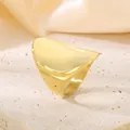 Chunky polished 18k gold plated stainless steel irregular statement ring for women and men - US 7 / 33mm Wide Irregular Wave Style (KR110179-K) / Gold