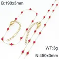 Minimalistische gouden roestvrijstalen sieradenset met rode kralen en kreeftsluiting - Armband / Rood (Stijl 1)