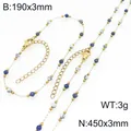 Minimalist stainless steel blue and white bead jewelry set including necklace and bracelet - Blue White Mix (Style 8)