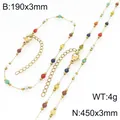 Minimalist colorful bead necklace and bracelet set in stainless steel with gold finish. - Multicolor Mix (Style 9)