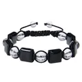 Detailansicht des verstellbaren Armbands mit schwarzen Steinen und Bergkristallperlen - Schwarzer Achat Armband