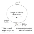 Gedetailleerde weergave van de vloeibare hanger aan roestvrijstalen ketting met maten - Zilver (YYN023396-P)