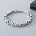 Elegante pulsera de cadena bizantina plateada para hombre hecha de acero inoxidable de calidad - 4mm / Color acero / 16cm