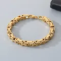 Pulsera bizantina para hombre en acero inoxidable chapado en oro estilo de lujo - 4mm / Dorado / 16cm
