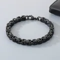 Pulsera de hombre en acero inoxidable negro con diseño de cadena bizantina tipo imperial - 4mm / Negro / 16cm