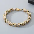 Men's two-tone stainless steel Byzantine chain bracelet in gold and silver finish - Width 4mm, Length 16cm / Two-tone (Gold & Silver)
