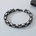 Pulsera de cadena bizantina moderna de acero inoxidable en dos tonos negro y plata hombre - 4mm / Bicolor Negro / 16cm