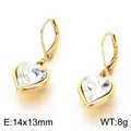 Elegante goldene Edelstahl-Herz-Ohrringe mit klarem Kristallherz-Produktdetail - Weißer Herz-Stil (KE123750-GC) / Gold