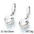 Elegante Ohrhänger aus Edelstahl mit Herzkristall, 14x13mm, 8g Gewicht, silberfarbenes Design - Weißer Herz-Stil (KE123752-GC) / Silber