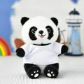Simpatico peluche a forma di panda con t-shirt bianca personalizzabile - Panda Seduto - Ornamento Catena di Perline / Bianco