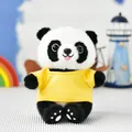 Cute panda plush toy wearing a small yellow t-shirt, soft stuffed animal souvenir doll - Sitting Panda - Bead Chain Ornament / Yellow
