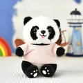 Cute panda plush toy wearing a soft pink t-shirt, perfect for gifts and souvenirs. - Sitting Panda - Bead Chain Ornament / Pink