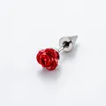 Punk style red rose flower stud earring with silver cone spike in durable titanium steel - Rose Spike Style / 1 Piece / Red