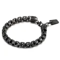 Herren-Armband im Vintage-Punk-Stil aus Edelstahl mit oxidiertem Finish und Gliedern - Stil A Gehämmerte Boxkette (KB138819-KFC) / Vintage Schwarz