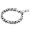 Punk-Stil Herren Armband aus Edelstahl mit gravierbarem Anhänger in Silber-Optik - Stil B Standard-Boxkette (KB138823-KFC)