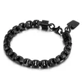 Schwarzes Edelstahl-Boxkettenarmband für Herren mit Karabinerverschluss und Tag - Stil C Texturierte Spiralkette (KB138831-KFC)