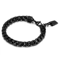 Punk-Stil schwarzes Edelstahl-Boxkettenarmband für Herren mit gravierbarem Anhänger - Stil D Boxkette mit Spulendetails (KB138835-KFC)