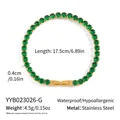 Detalle de pulsera tennis de acero dorado con circonitas verdes y medidas - Verde Esmeralda (YYB023026-G)