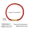 Détail du bracelet tennis en acier inoxydable doré à l'or 18 carats avec zircons rouges - Rouge (YYB023026-R)