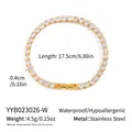 Detalle de la pulsera tenis de oro de 18K con longitud de 17,5 cm e información del circón - Blanco Transparente (YYB023026-W)