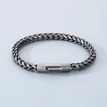 Pulsera de cadena de trigo en acero inoxidable oxidado vintage con cierre cilíndrico - Negro Vintage / 19cm